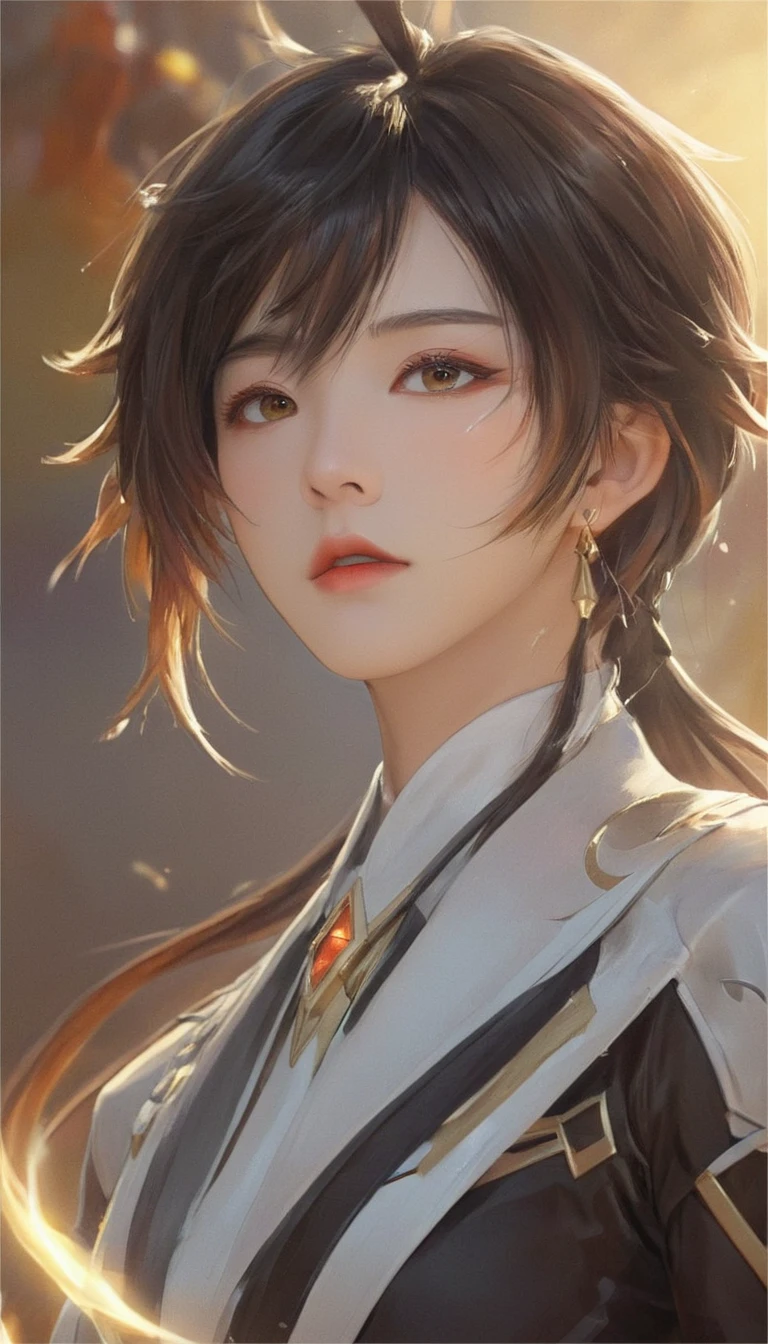 best quality,4K,8K,high resolution,masterpiece:1.2),1 girl, zhongli_/(archon/)_/(Genshin Impact_Influence/),Women focus,Complex details,Practical:.4,Deep golden eyes,Become a, 黄棕色Long hair，及腰Long hair,Perfect body，whole body, panoramic，By Carnelian, Liyue, ,Looking up at the audience, focus,Solitary,Long hair,Bangs,Jewelry,earrings,Loose hair,meditation, thoughtful, calm, serene, Red Eyeliner, Very detailed eyes, Volumetric Lighting, Sunset, Golden Light, A wise and merciful God,light, Ray Tracing, Ultra HD, High Detail, high quality, The award-winning, Super Detail,HD color,Seductive eyes,Sexy eyes,Narrow eyes,Drooping eyelashes,Small iris,Collapse Star Orbit Characters,devout,Sexy asian woman,Asian eyes,Red Eyeliner,Blade of Destruction,Kissing ventilation_\(Genshin Impact_Influence\)