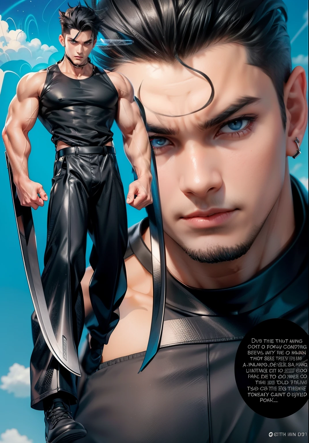 There are two leather men posing for a photo, Akehiko Inoue e Ross Tran, dois homens bonitos do anime, Jin Shan e Ross Tran, Artgerm e Genzoman, gama murata e artgerm, Ross Tran e Bayard Wu, Nick Silva e Ilya Kuvshinov, Gay, musculoso!!, pose de anime bonito,complete a imagem