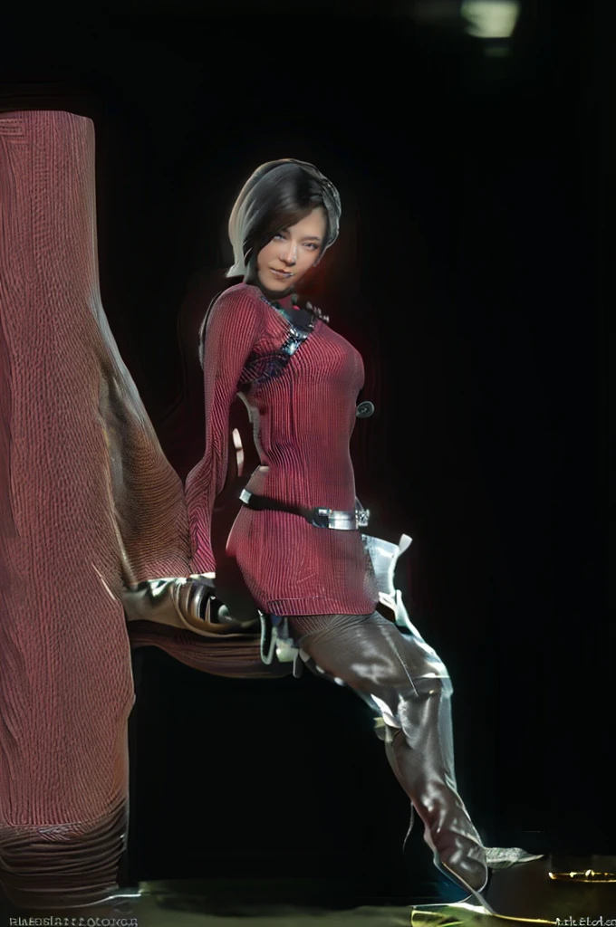 Ada_re4, (sitting),(beautiful face:1.5), 1girl,black hair, short hair, red sweater, belt, black thigh boots, ((full body)),(realistic:1.7),((best quality)),absurdres,(ultra high res),(photorealistic:1.6),photorealistic,octane render,(hyperrealistic:1.2), (photorealistic face:1.2), (8k), (4k), (Masterpiece),(realistic skin texture), (illustration, cinematic lighting,wallpaper),( beautiful eyes:1.2),((((perfect face)))),(cute),((looking at viewer)), outdoors, houses, flowers paths, mountains, lake, dock,
