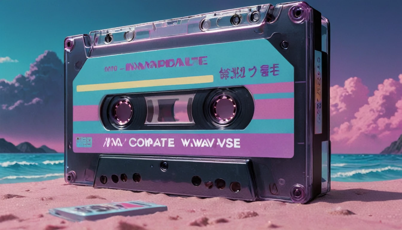 Cassette Tape Vaporwave, very accurate、Realistic、lively、Elaborate and、We pay attention to every detail.、Brilliant and、色Brilliant and、非常にElaborate andある. Like a spectacular movie、amazing、Complex、Attention to detail、A dramatic atmosphere、Digital Matte Painting at its finest