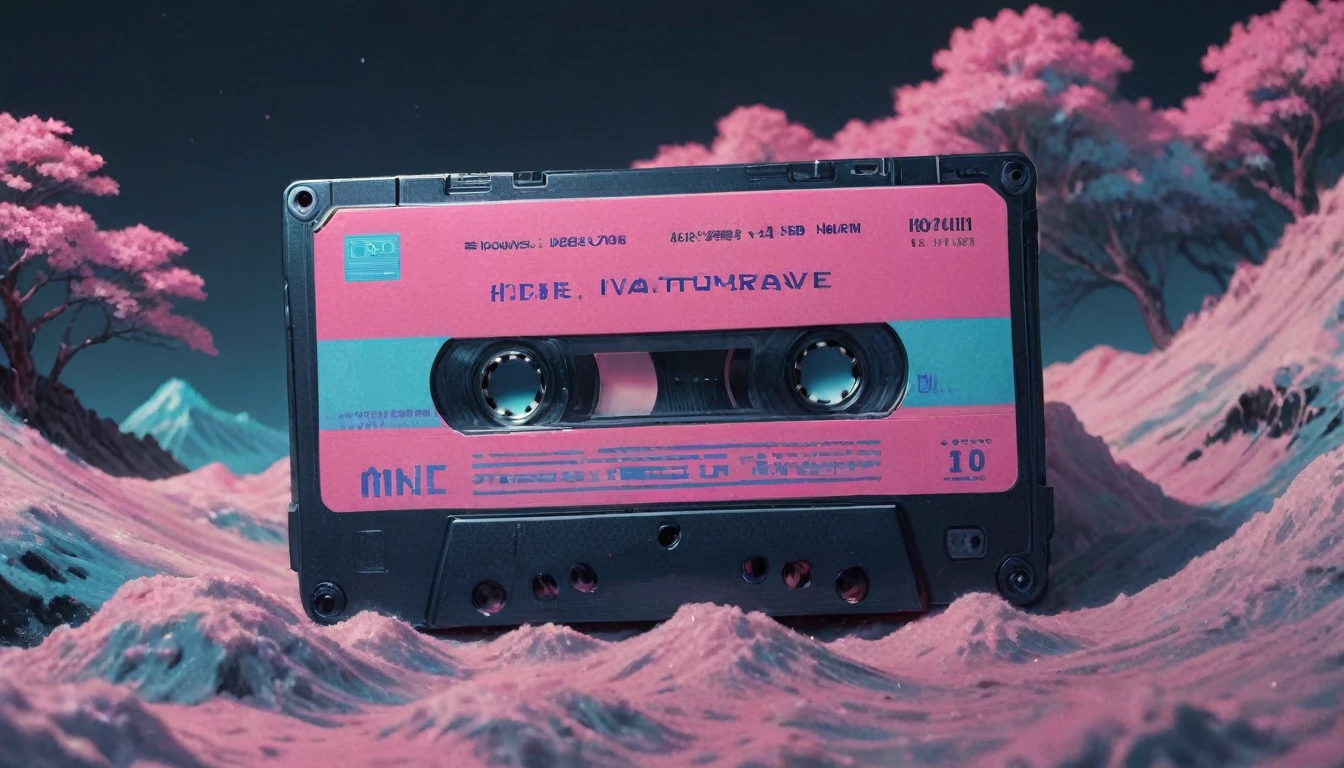 Cassette Tape Vaporwave, very accurate、Realistic、lively、Elaborate and、We pay attention to every detail.、Brilliant and、色Brilliant and、非常にElaborate andある. Like a spectacular movie、amazing、Complex、Attention to detail、A dramatic atmosphere、Digital Matte Painting at its finest