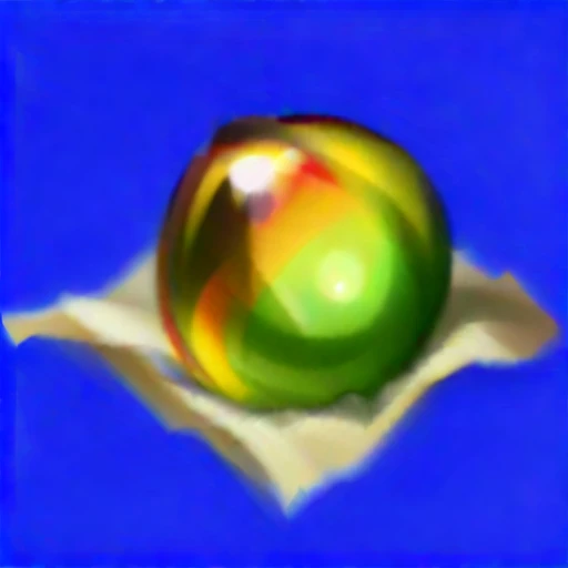 Game Icon，A colorful bead is placed on an old piece of kraft paper，The beads are red, yellow and green in color，