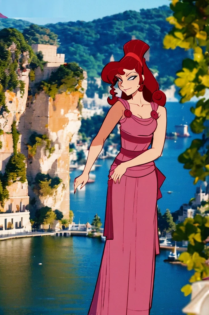 Megara - hot sexy red hair girl in pink dress