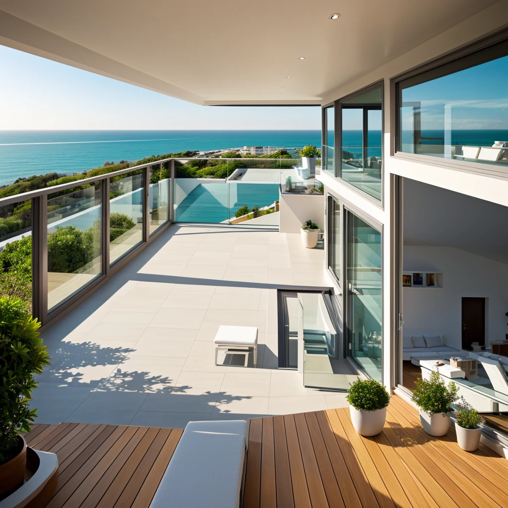 My point of view if I looked out on the terrace of a modern house overlooking the sea 