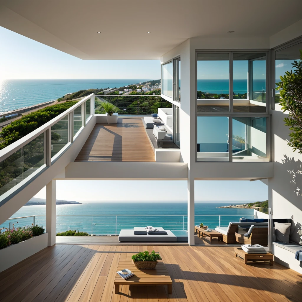 My point of view if I looked out on the terrace of a modern house overlooking the sea 