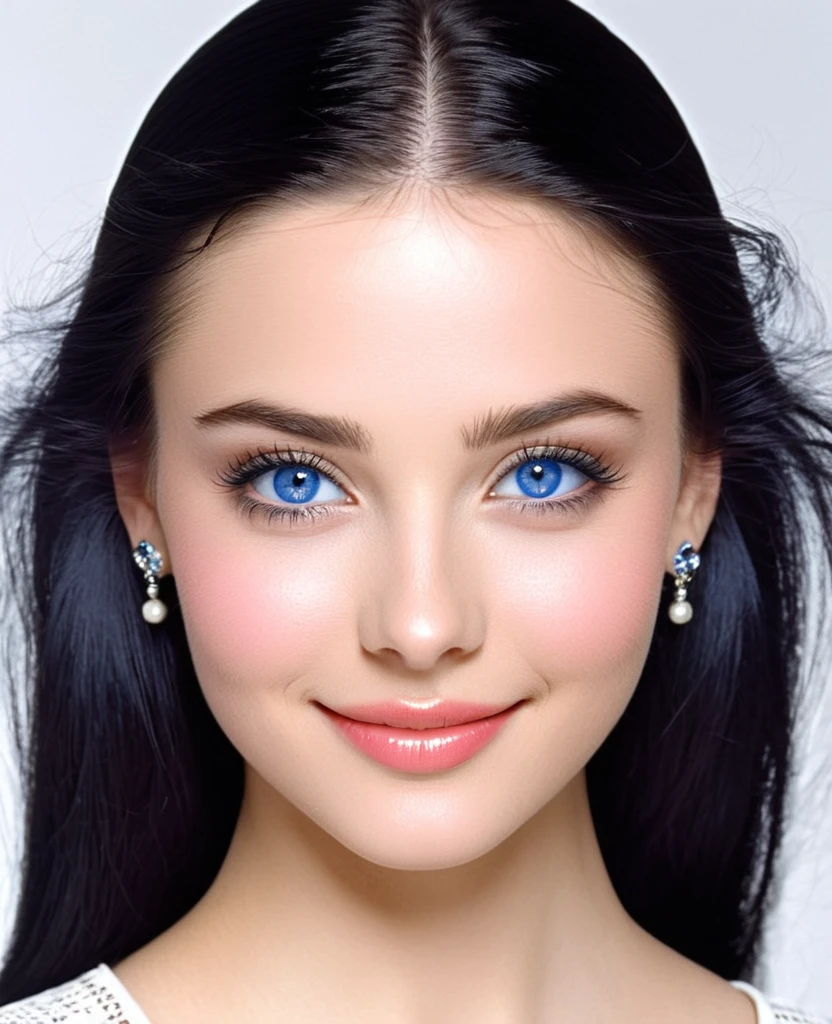 In 1995, a -yeld Ruan-American girl with raven-black hair and sapphire blue eyes would have a radiant, youthful beauty. Her sleek, dark hair would frame her face, enhancing the striking contrast with her sparkling blue eyes. Her fair, porcelain-like complexion would have a natural, rosy glow, giving her an air of vibrant health and vitality. Her high cheekbones, delicate nose, and full lips would combine to create an enchanting smile, full of warmth and genuine happiness. Dressed in the era's casual fashion—perhaps a trendy top and jeans—she exudes a lively and carefree spirit. Her smile, bright and infectious, would light up her face, making her eyes twinkle with joy and her whole appearance glow with youthful exuberance.