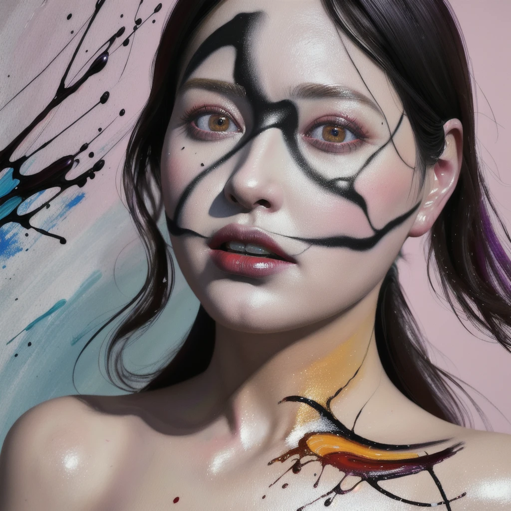 Android Beauty, Powerful paintings inspired by Francis Bacon, Ultra-realistic surrealism, Hyperrealism, fear, art, hyper real painting, Realistic illustration painting, カラフルなHyperrealism, Hyper-realistic digital art