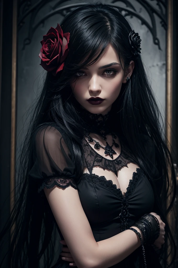 A black rose with a gothic background