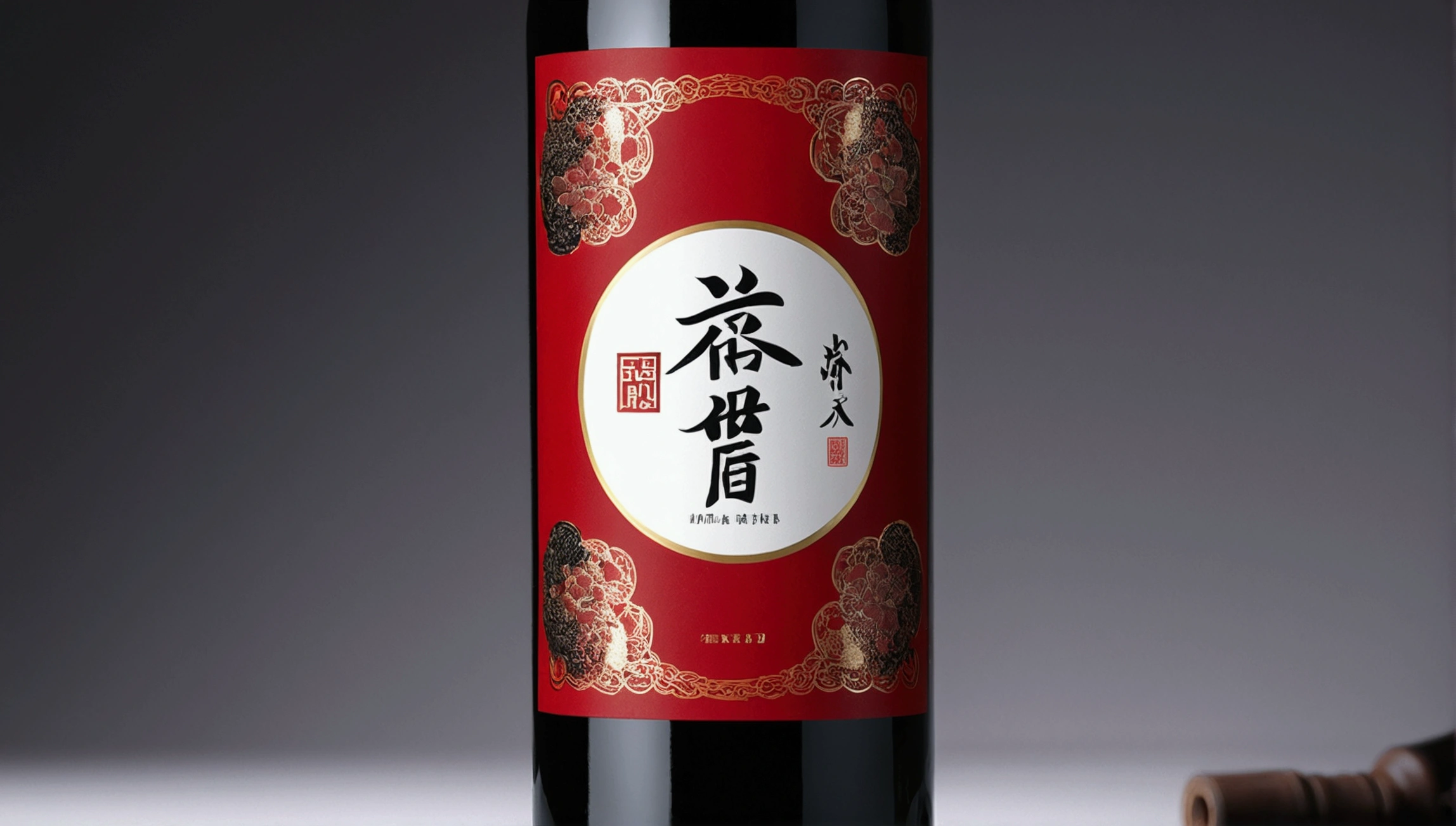 Red wine bottle/Red bottle/HD 4k/Chinese style/Rich in details/printing