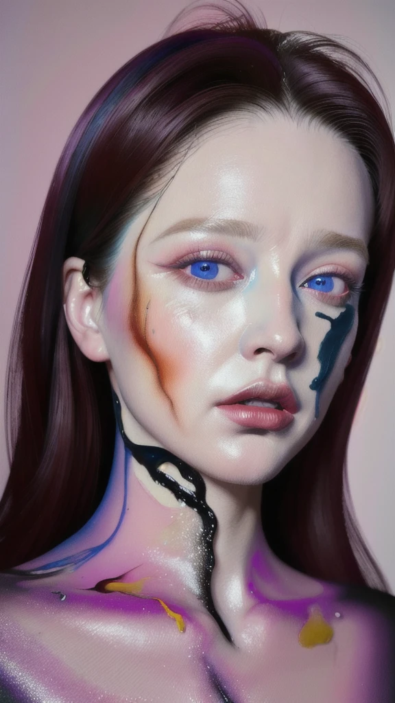 Android Beauty, Powerful paintings inspired by Francis Bacon, Ultra-realistic surrealism, Hyperrealism, fear, art, hyper real painting, Realistic illustration painting, カラフルなHyperrealism, Hyper-realistic digital art