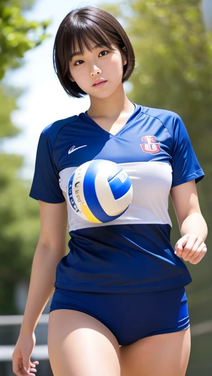 Volleyball Player,uniform,Big Breasts,tall,Beautiful Face,Female college student,Japanese,Short Hair,Alluring,Too much exposure
