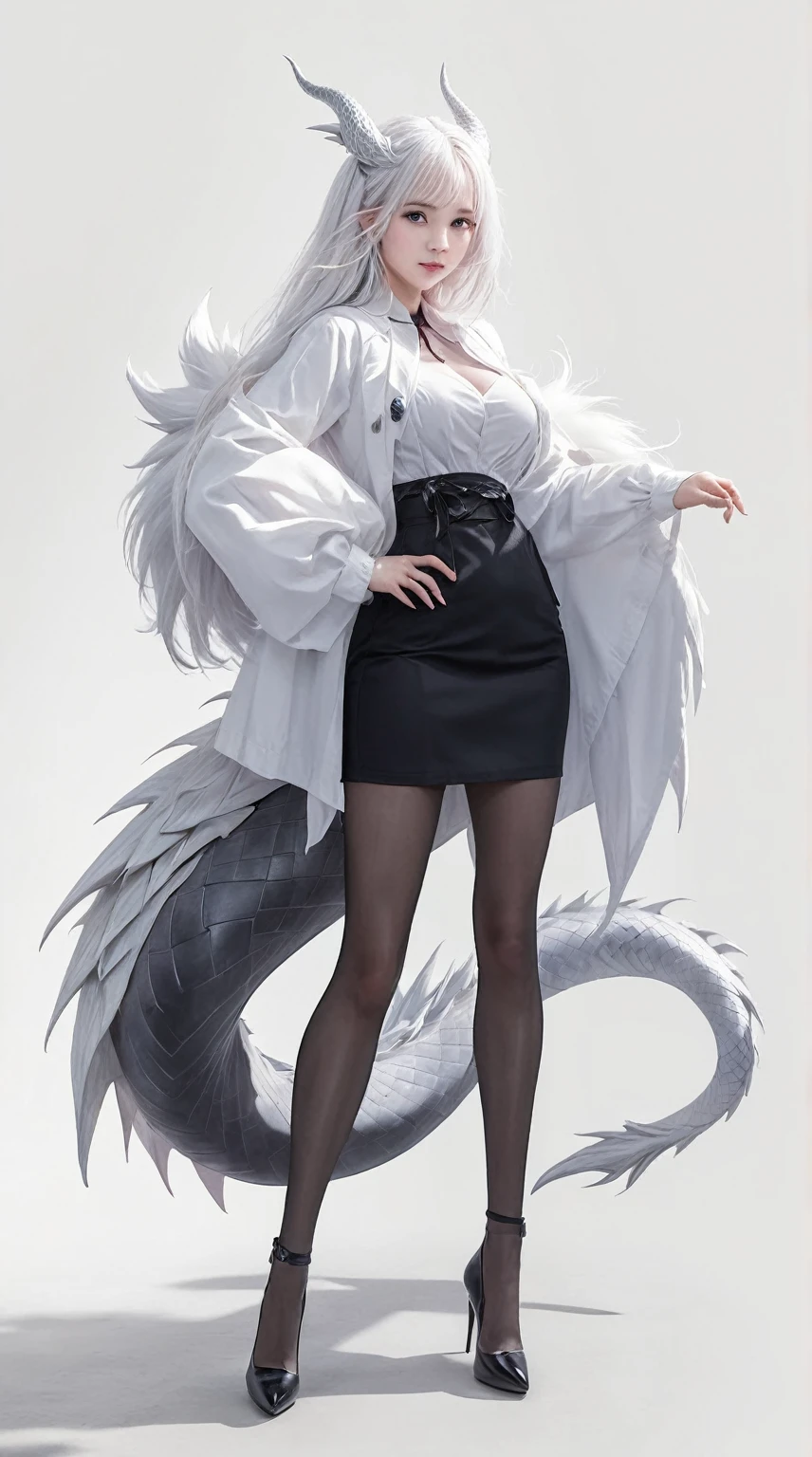(a dragon's horn), ((a dragon's tail)), (8K, RAW photos, best quality, masterpiece: 1.2) (realisticlying, photograph realistic: 1.4)