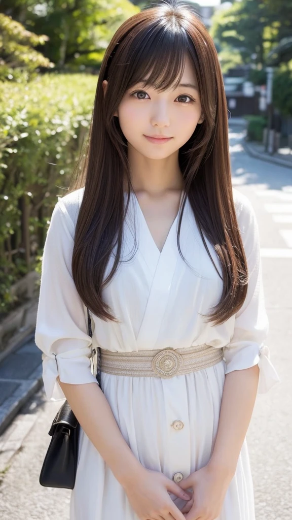 A Japanese woman with a pure and innocent image。There is a beautiful woman with medium-long hair.。Wearing a Japan high 
