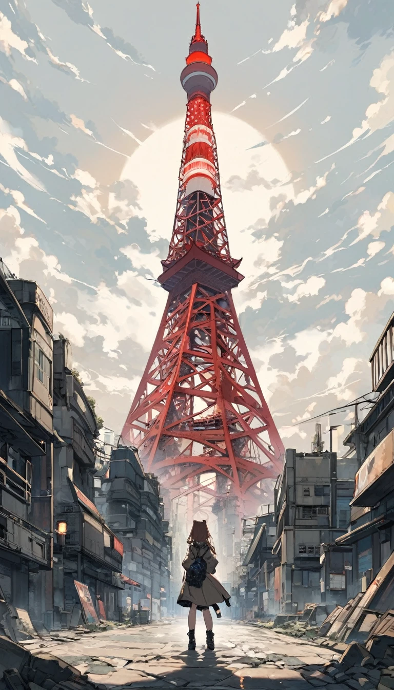 Tokyo Tower 1000 Years After Human Extinction, There is a girl watching it