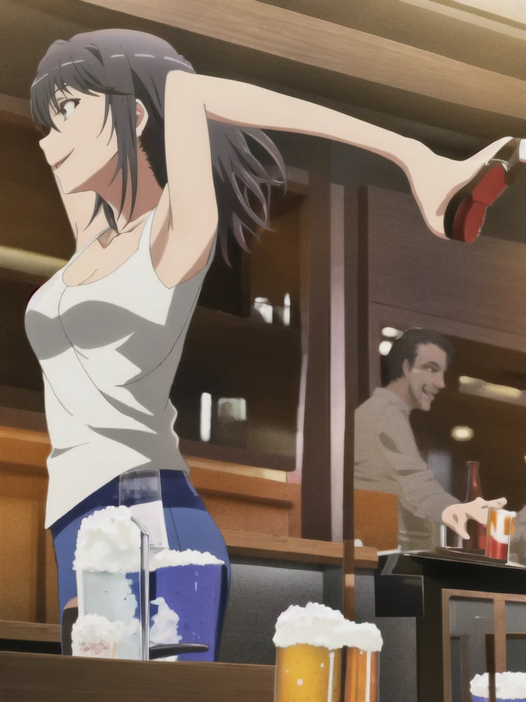 Dancing in the bar, drinking a beer, happy deunk, solo,yukinoshita_haruno,