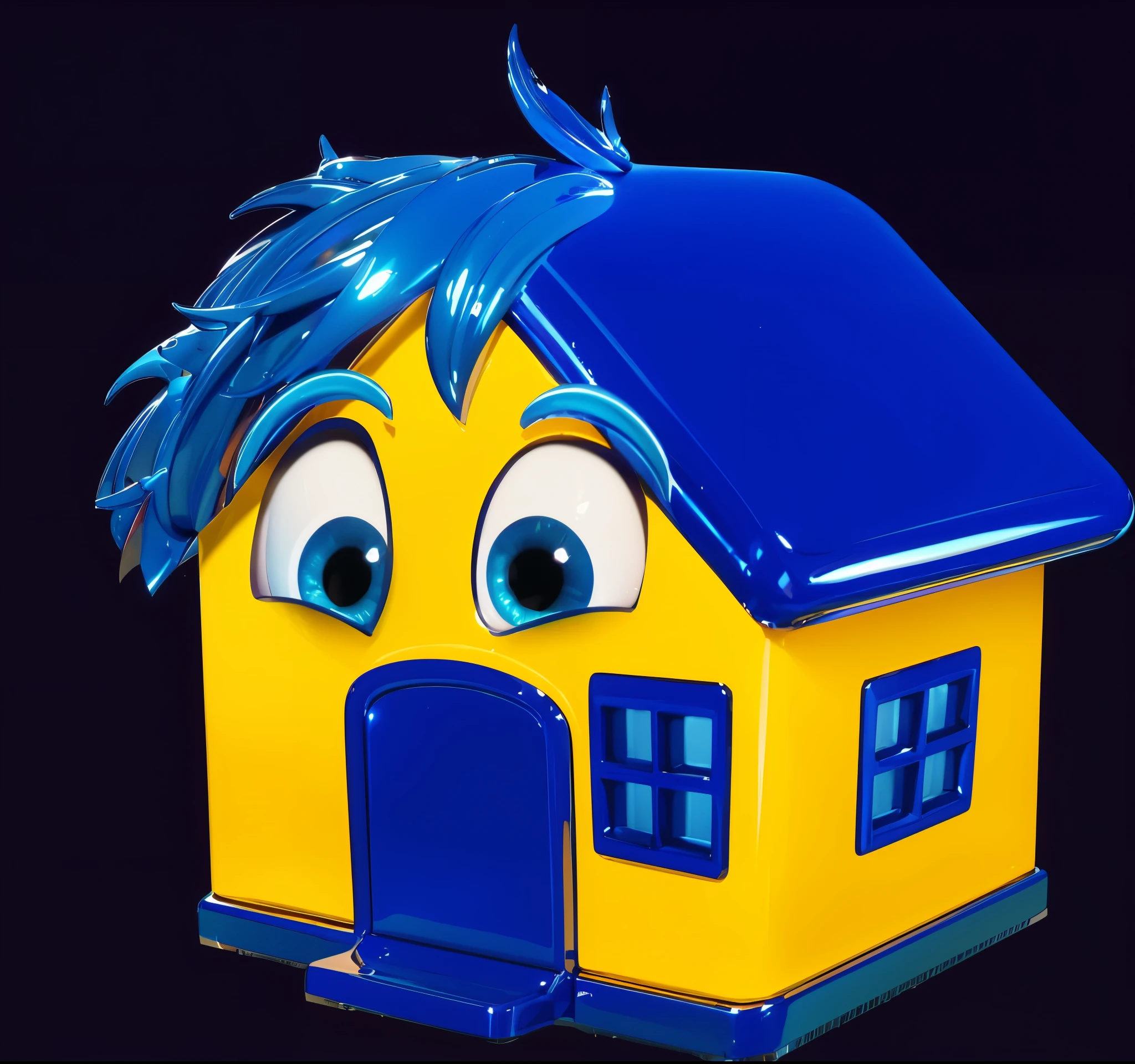 3d render, glossy texture, smooth 3d model, multiple light sources, rim light, sharp post effects render, (glossy plastic texture with multiple big light probe refractions), perfect cgi, smooth silhouette, high intensity refraction, (super glossy material), most beautiful vfx , blue background, plastic refractions, realistic, 4k, high resolution, rim light, photo shoot, commercial photo, profile shot, 4k, rim light, high resolution, 4k, glossy texture, smooth 3d model, multiple light sources, rim light, sharp post effects render, (glossy metallic texture with multiple big light probe refractions), perfect cgi, cgi art created only with gradients, smooth silhouette, high intensity refraction, (super glossy chrome material), most beautiful vfx, blue background, chrome metal refractions, multiple light sources, rim light, sharp post effects render, perfect cgi, digital art, detailed digital art, reflective, best quality, 4k, masterpiece:1.2, ultra-detailed, realistic, vivid colors, dark and moody lighting, The image of the highest quality, ensuring every detail is showcased perfectly. It in 4k resolution, allowing viewers to immerse themselves in the richness of the colors and intricate details. The realistic rendering. under the spotlight, reflecting, high-resolution image, realistic rendering, dark background, and rim light photorealistic The image features three characters standing in front of three houses. The characters are a red-haired mermaid, a purple cat, and an orange dog. They are each holding a yellow maraca