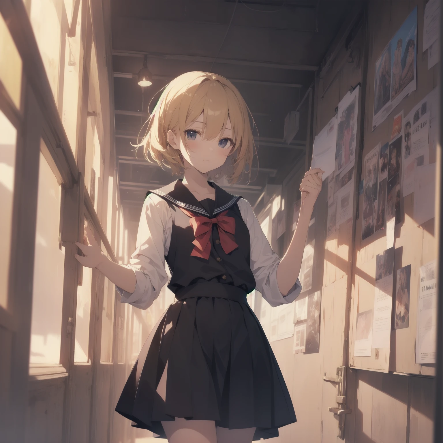 ultra-absurdres-Top quality by artist God, ultra-detailed, high resolution, anime moe artstyle, best anime 8k konachan wallpaper, pixiv contest winner, pool:2810, perfect anatomy,break, 1girl, (Please draw a girl walking sleepily to school alone. )break,(Solo,little female, 13-year-old:1.3),Full limbs, complete fingers,a junior high school student, (very short hair), short cut, flat chest, , small butt, small black eyes, beautiful detailed eyes, well-proportioned iris and pupils, expressive eyes, highres detailed hair, soft expression, salor school_uniform, sailor collar, serahuku, bow, pleated skirt,(Detailed Lighting), (Detailed background), in the School commute route. break,super detailed skin, Best cinematic lighting powered by famous artist, 8k,beauty illustration,photoshop_(medium),very aesthetic,break,((artist:yuuhagi_(amaretto-no-natsu) )), artist:clamp ,artist:carnelian ,artist:kantoku ,