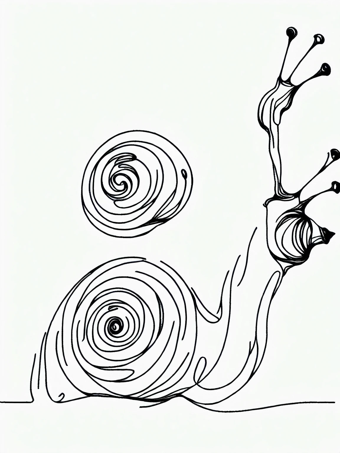 simple ais-lineart snail, white background, una linda hada