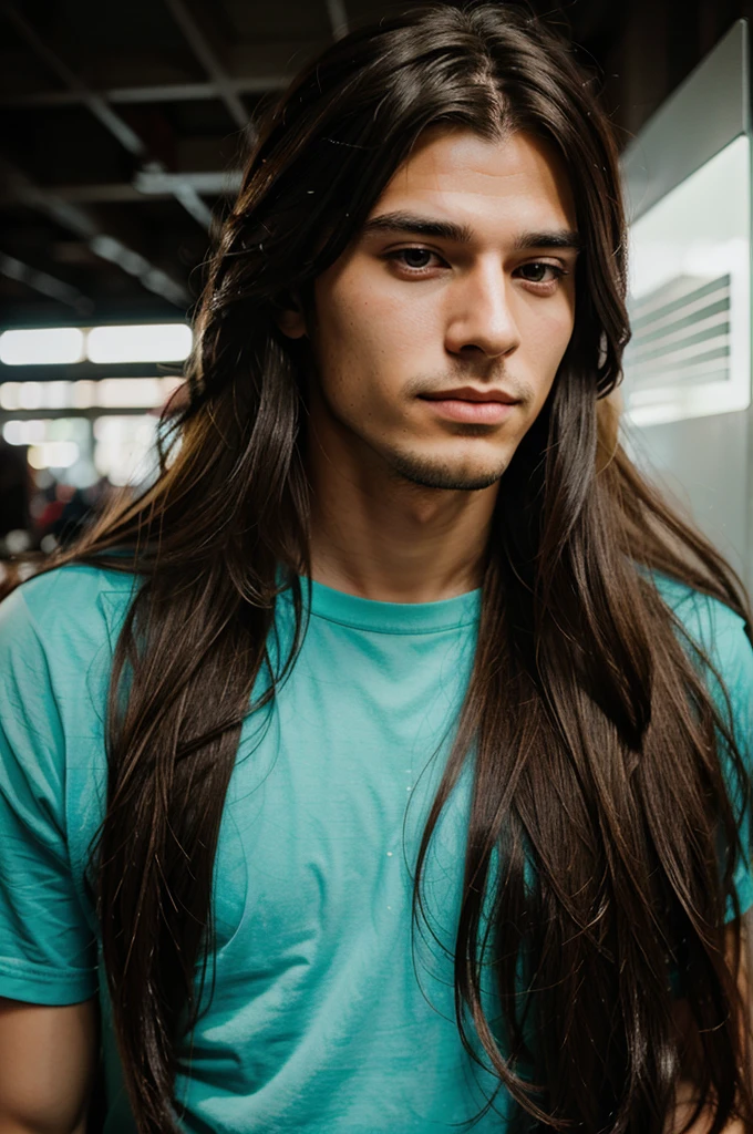Portrait of a man with long hair with anime effects