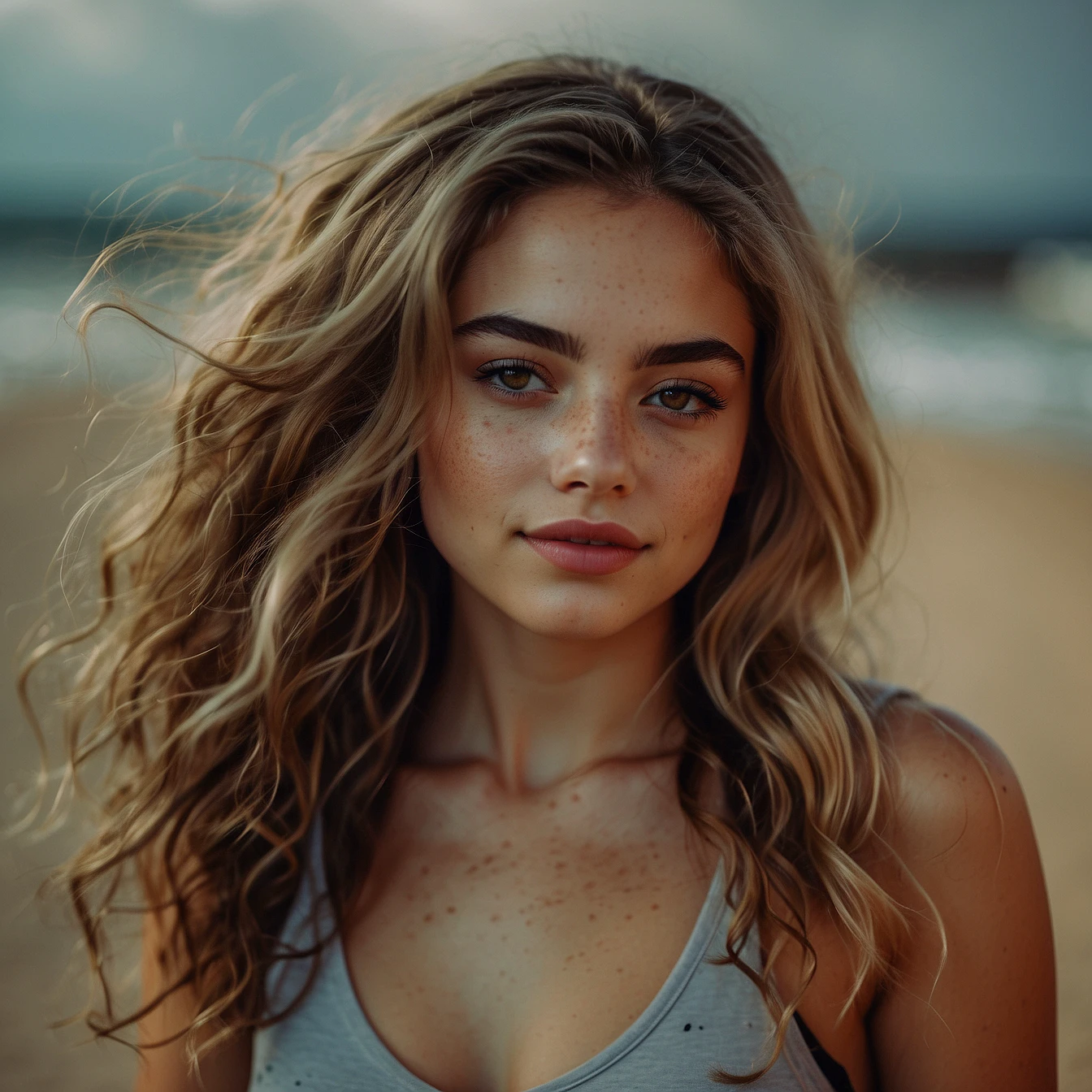 beautiful girl, 28 years old, full body with legs, light brown eyes, mi long little curly black hair, lie on the bed with a night dress