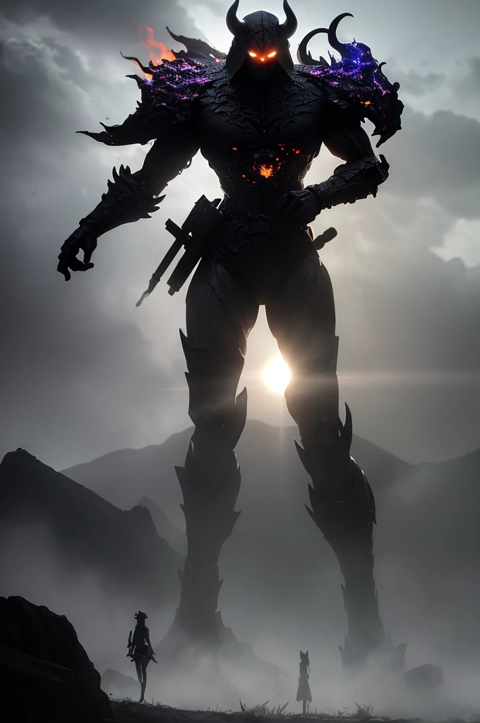 (masterpiece:1.2),Highest quality,(figure:1.2),(Very detailed),Gothic,Hyper Details,(Delicate and detailed), (Intricate details), (Cinematic Light,Highest quality Backlights), Clear lines, From below,(Devilish,Abysmal),、Fantasy、Landscape Photography、Gehenna、Rain Clouds、thunder、storm、Dark Night、Bleak、,Gorgeous sky background, Detailed Clouds, ray tracing reflection, Ambient Occlusion,Havoc,(Shrouded in fog), (Atmospheric),spooky,Hellspawn,fire ,inflammation,intense、[[A figure in the distance]],((compensate)),High Contrast,(Best lighting, Very delicate and beautiful),((Cinematic Light)),(((colorful))), elegant,(映画のmasterpiece),intense,Powerful,Splashes of color,really eye-catching,(Brimstone),(Dark Lineage),Shadowy,underworld,subterranean