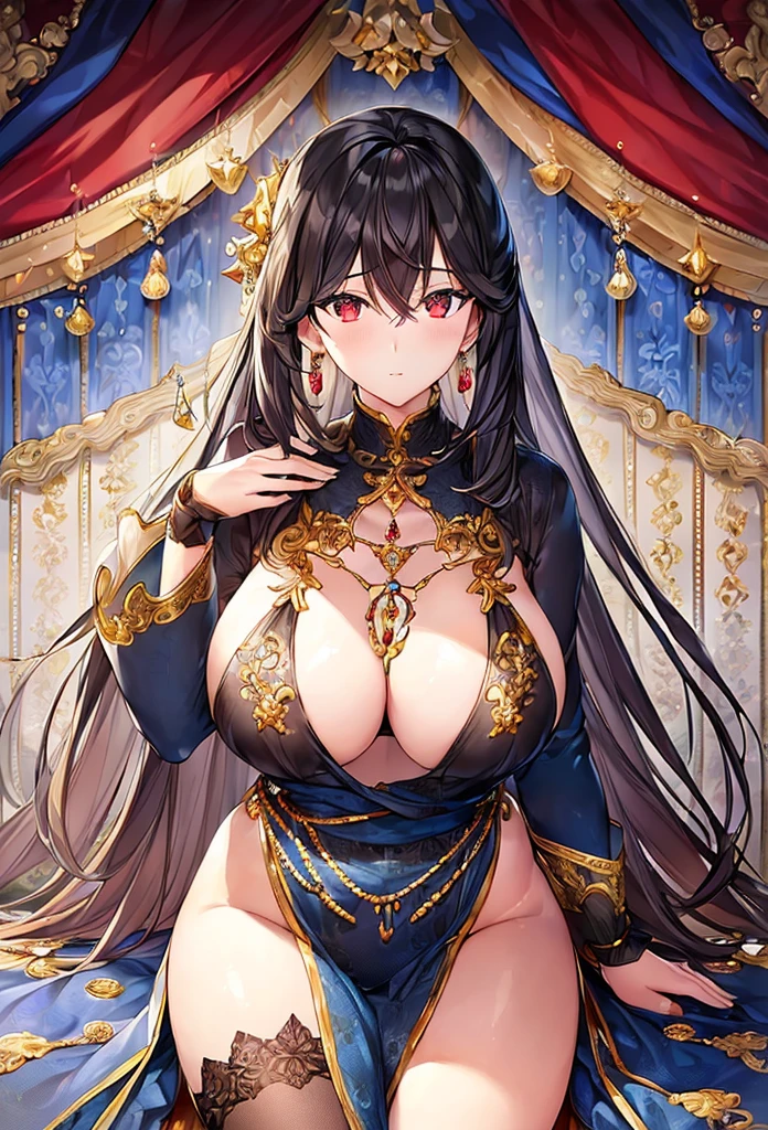 (M), (figure), Sexy,Sexual,Queen,(8k),Plump, (Very detailed), (Best figure), (Beautiful attention to detail),Black Hair, (Highest quality), (Very detailedな), (masterpiece), (wallpaper), (Detailed face), ((One person)), Big Breasts, Long legs,, (No pants), (No bra) ,(masterpiece, Highest quality:1.2),