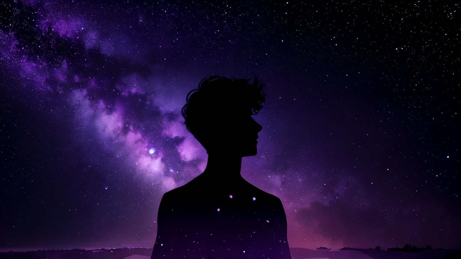 Crystal of Epsom salt, silhouette of a person surrounded by purple aura, starry sky background, mystical atmosphere, digital art