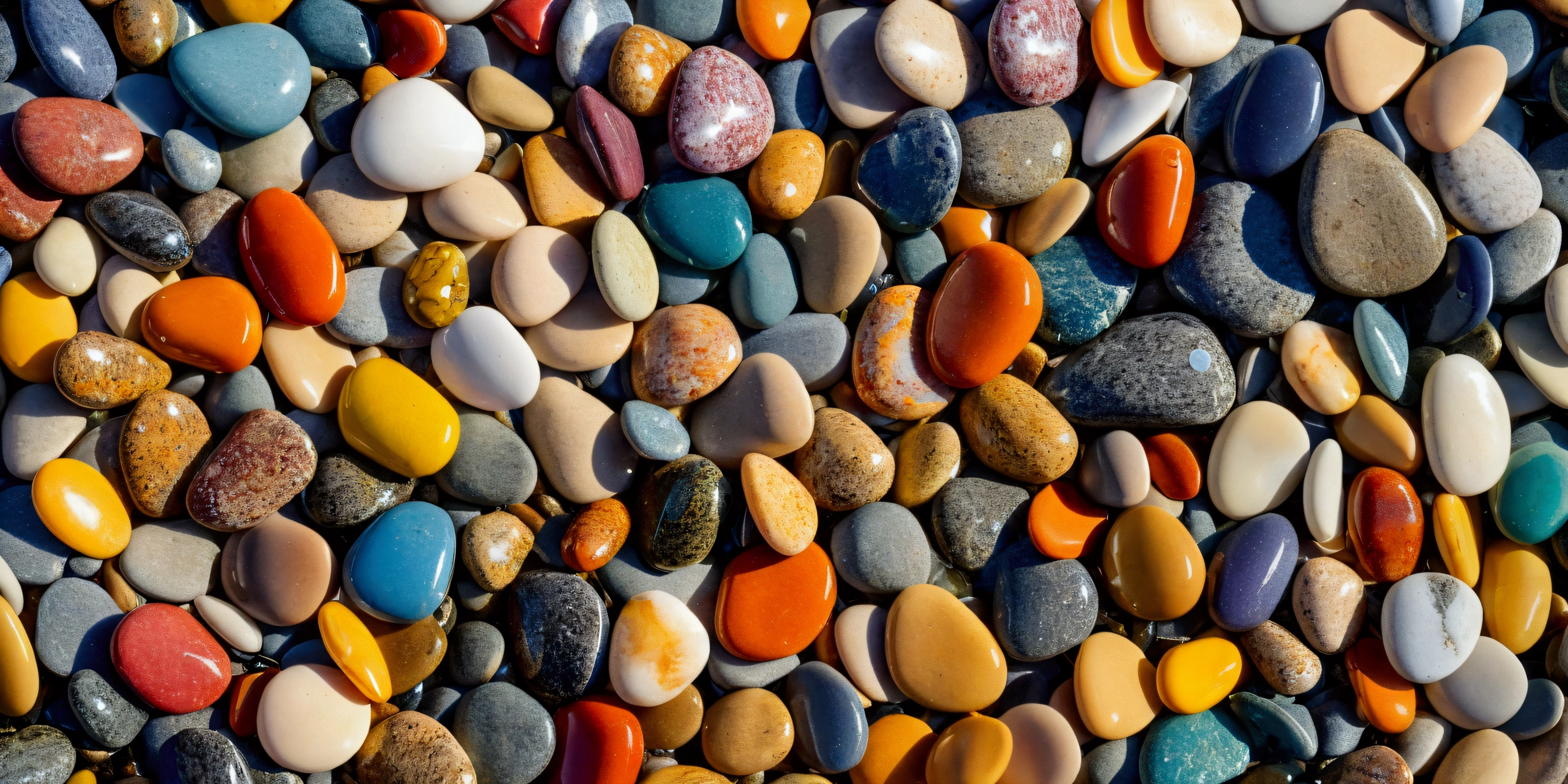 image of shiny colorful beach pebbles in clear, beautiful, warm and natural sea water on the beach for background or wallpaper