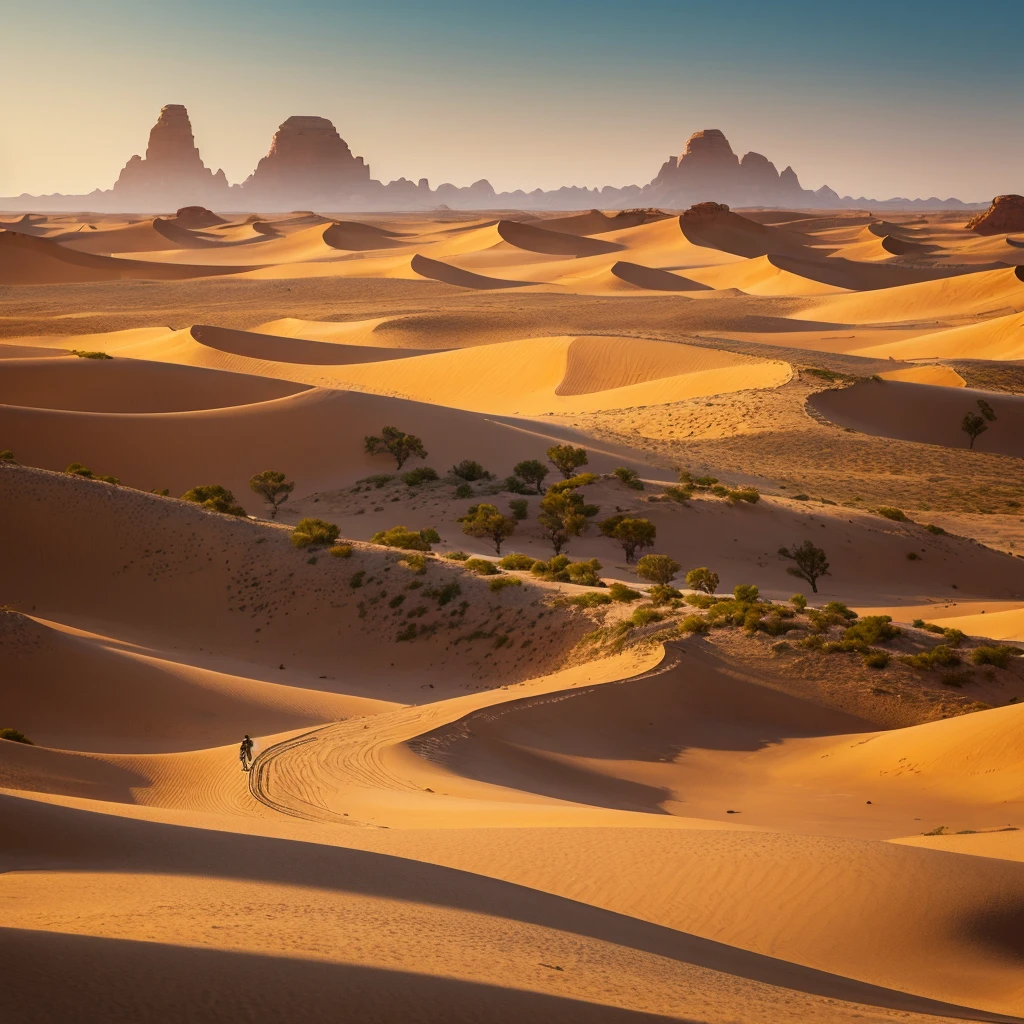 Imagine a vast desert world called Sandrealm, where endless dunes stretch as far as the eye can see. Scattered throughout the desert are oasis cities and ancient ruins, each with its own unique architecture and culture. Caravans traverse the desert, carrying goods and stories between settlements. The inhabitants include nomadic tribes, mystical beings, and explorers seeking lost treasures. The environment features sweeping sandscapes, towering rock formations, and hidden underground caverns filled with ancient secrets. The atmosphere is one of adventure and mystery, with mirages and shifting sands creating an ever-changing landscape.