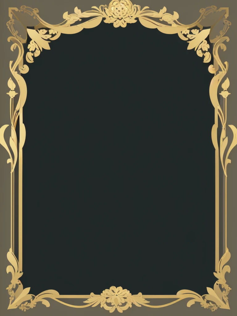 Gold photo frame,Simple lines ornate border,graphic design,cartoon,Flattened