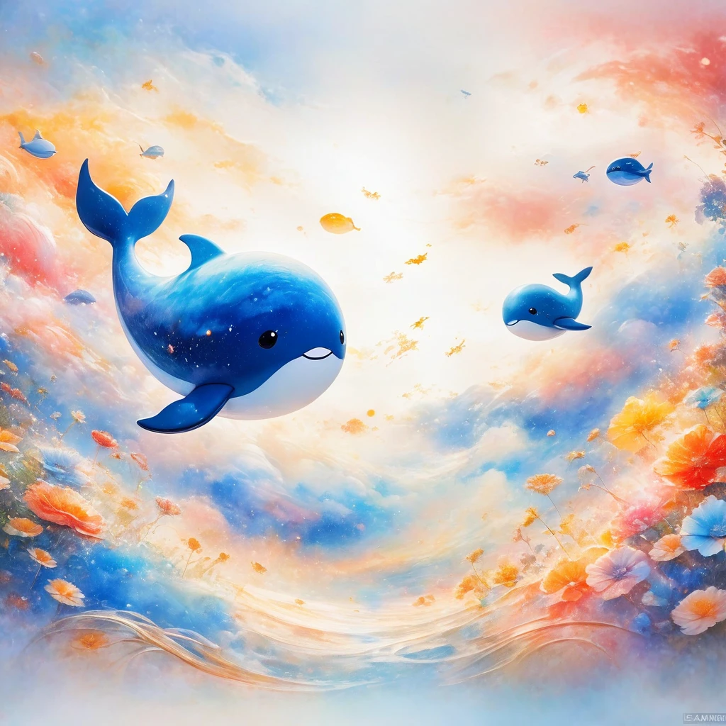 (Flying whales,In space), nebula(Artworks by Slawomir-Maniak), Lush Watercolor Palette Canvas/Acrylic Fiber, complex, Extreme details, Complex Key, ((Single shot)), ((best quality)), ((masterpiece)) , ( (Practical)), (Ideally), 8K, Impressionism: 0.2 Full HD wallpapers