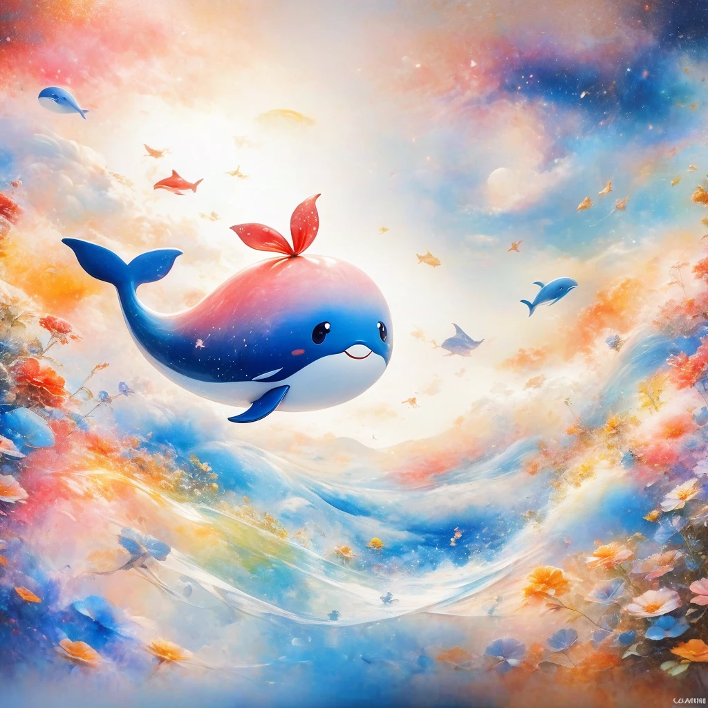 (Flying whales,In space), nebula(Artworks by Slawomir-Maniak), Lush Watercolor Palette Canvas/Acrylic Fiber, complex, Extreme details, Complex Key, ((Single shot)), ((best quality)), ((masterpiece)) , ( (Practical)), (Ideally), 8K, Impressionism: 0.2 Full HD wallpapers