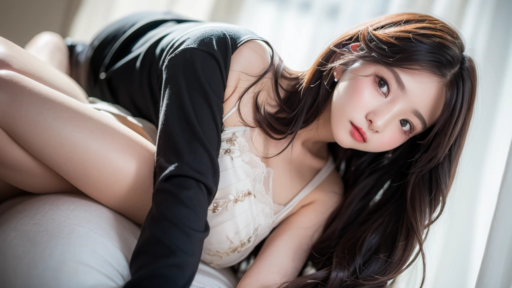 Troubled face、stock market、Physiologically correct body、Formal wear、A cute 20 year old girl、Medium Hair,Natural color lip, Blur the background