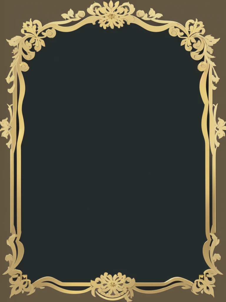 Gold photo frame,Simple lines ornate border,graphic design,cartoon,Flattened