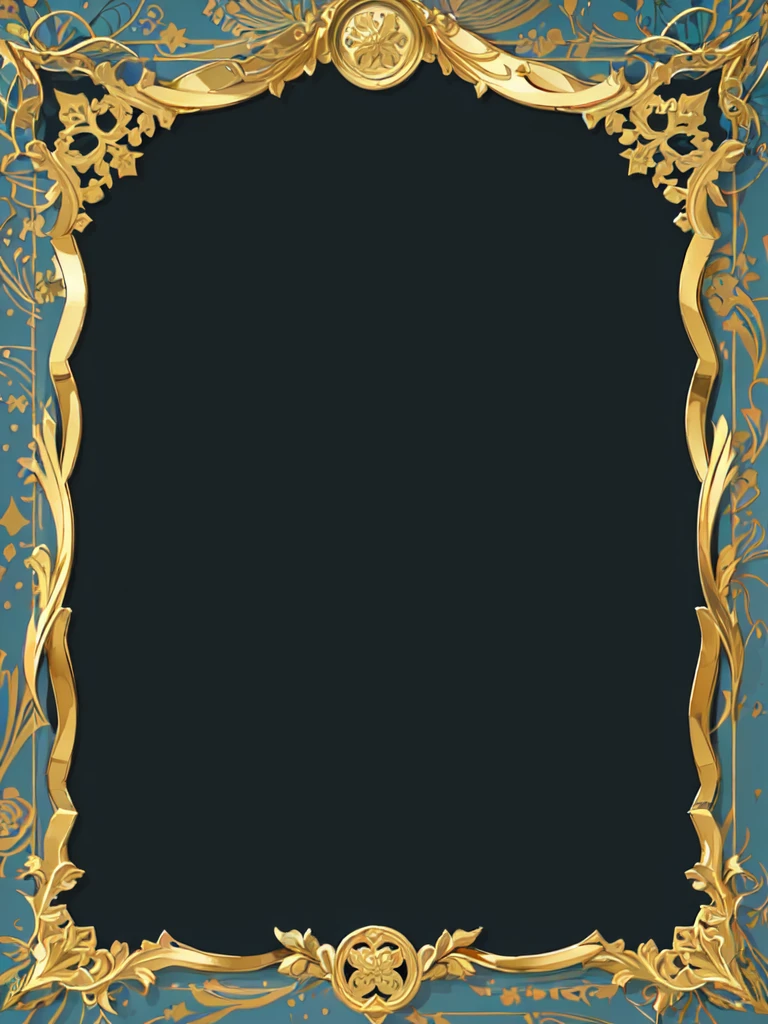 Gold photo frame,Simple lines ornate border,graphic design,cartoon,Flattened
