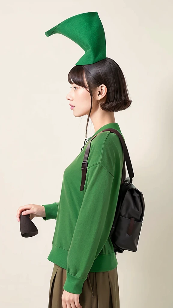 Green tricorn hat、Green clothes、Add a backpack pipe to the back
