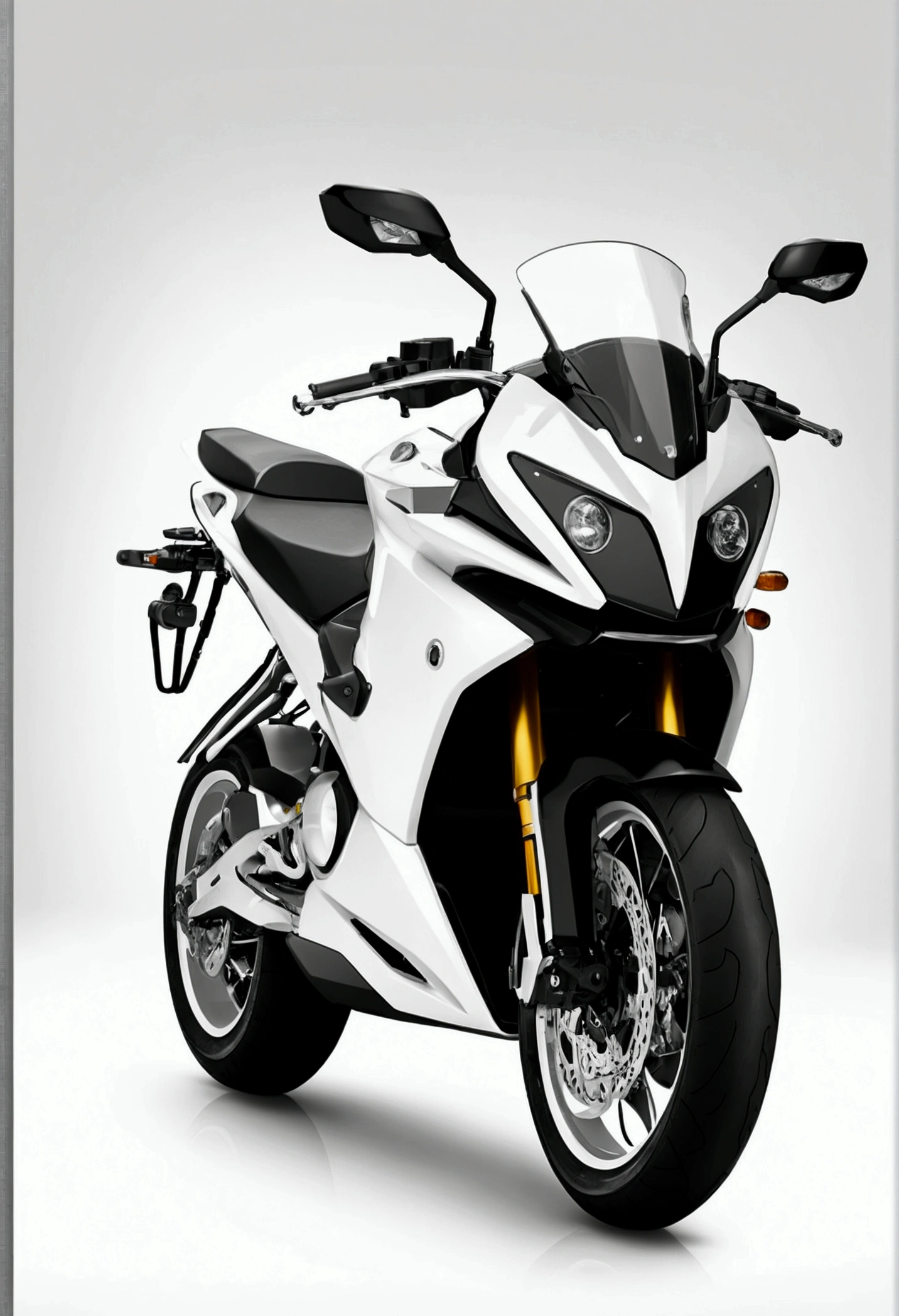 A hightech modern motorcycle,3/4 view,black,white background,