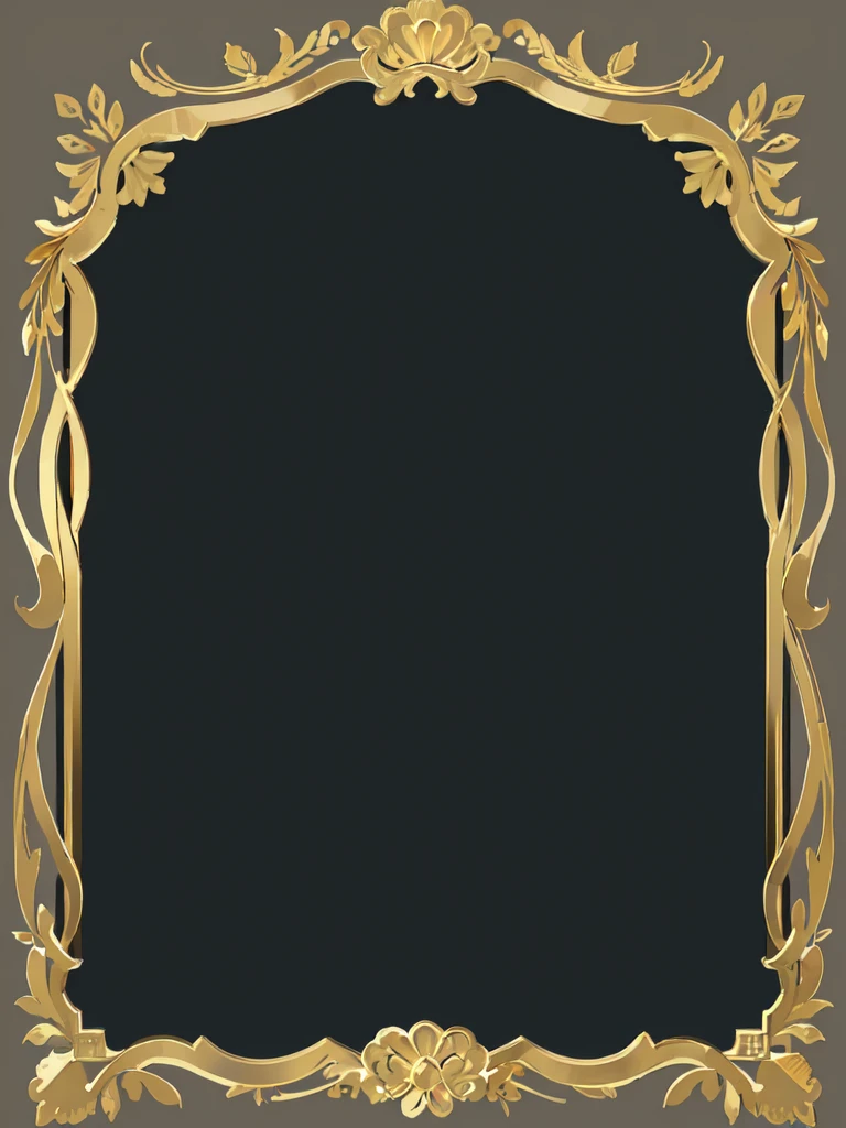 Gold photo frame，Simple line border，graphic design，cartoon，Flattened