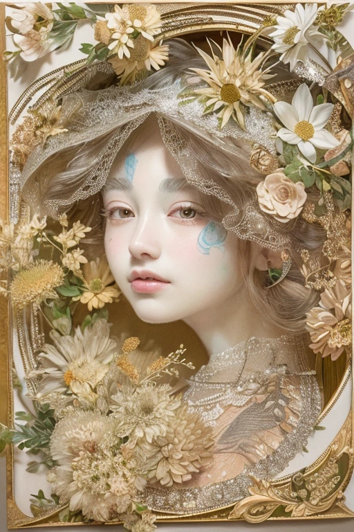 ((((masterpiece))), Highest quality, An illustration, Beautiful details shine,
paper_cut, The details of a fragile girl&#39;s face captured on camera, wood, moon, butterfly,Wind,flower、star