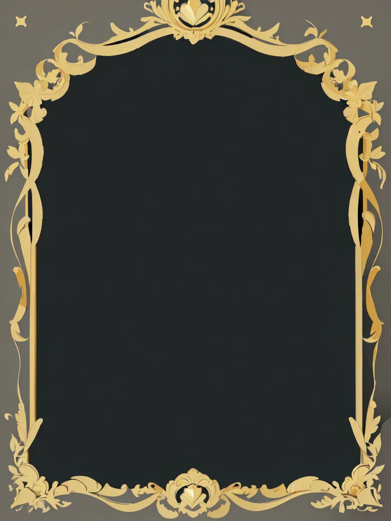 Gold photo frame,Simple line border,graphic design,cartoon,Flattened
