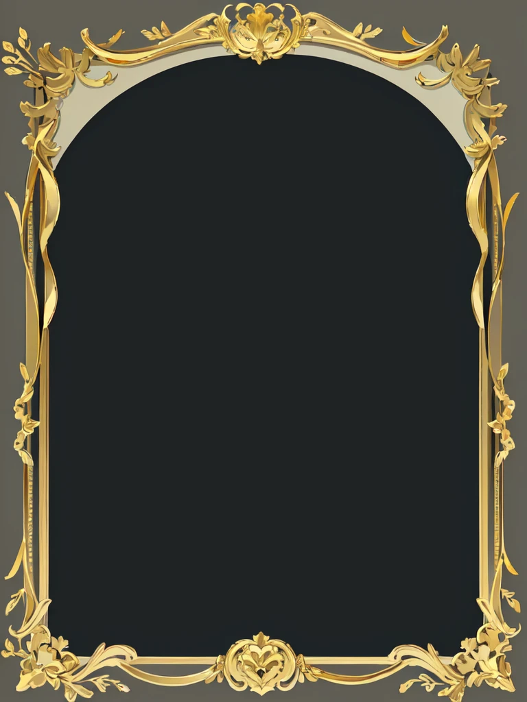 Gold photo frame,Simple line border,graphic design,cartoon,Flattened