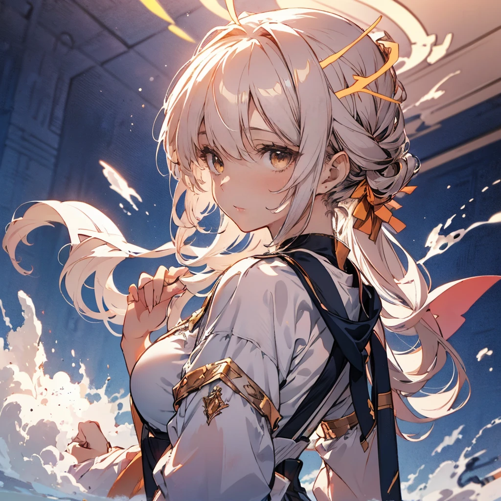 Night World, Perfect female body, 1 girl, Huge ahoge, Small breasts, Light Skin, Larger clothes,Fantasy,⚡️ mark,⚡️ mark,⚡️ markが入った玉