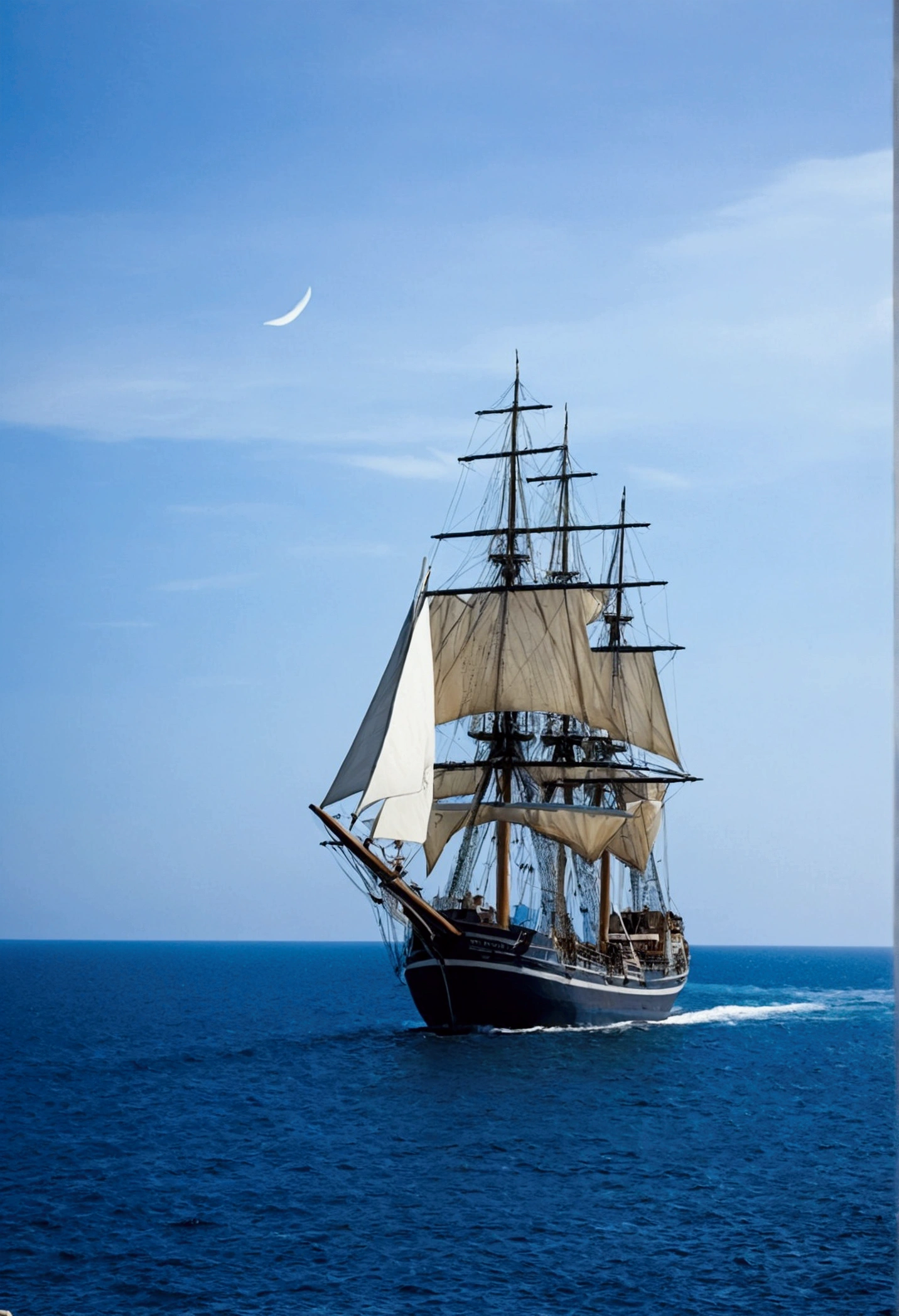 A ship in the sea，Go with the wind, sail calmly