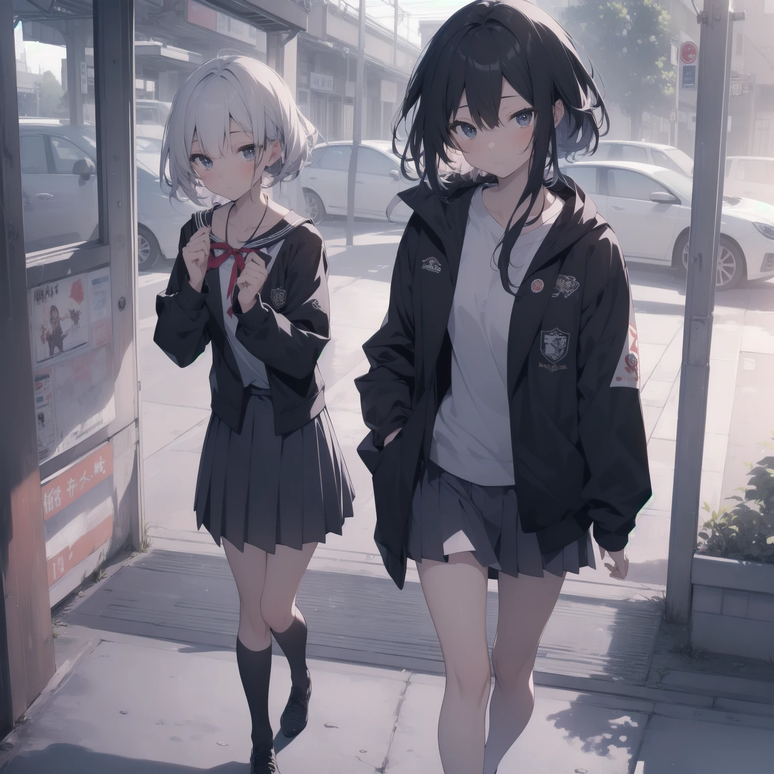 ultra-absurdres-Top quality by artist God, ultra-detailed, high resolution, anime moe artstyle, best anime 8k konachan wallpaper, pixiv contest winner, pool:2810, perfect anatomy,break, 1girl, (Please draw a girl walking sleepily to school alone. )break,(Solo,little female, 13-year-old:1.3),Full limbs, complete fingers,a junior high school student, (very short hair), short cut, flat chest, , small butt, small black eyes, beautiful detailed eyes, well-proportioned iris and pupils, expressive eyes, highres detailed hair, soft expression, salor school_uniform, sailor collar, serahuku, bow, pleated skirt,(Detailed Lighting), (Detailed background), in the School commute route. break,super detailed skin, Best cinematic lighting powered by famous artist, 8k,beauty illustration,photoshop_(medium),very aesthetic,break,((artist:yuuhagi_(amaretto-no-natsu) )), artist:clamp ,artist:carnelian ,artist:kantoku ,

