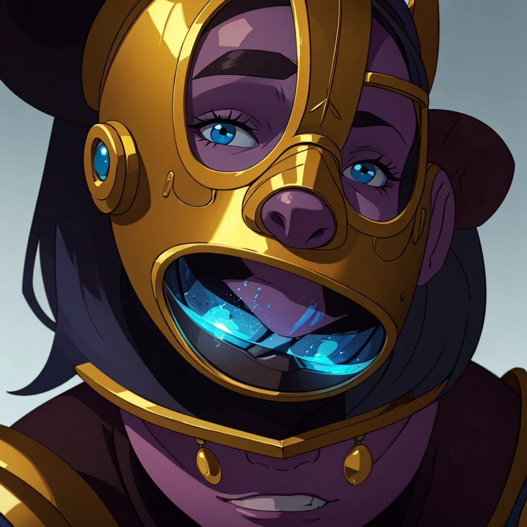 close up robot alchemist face with venetian mask
