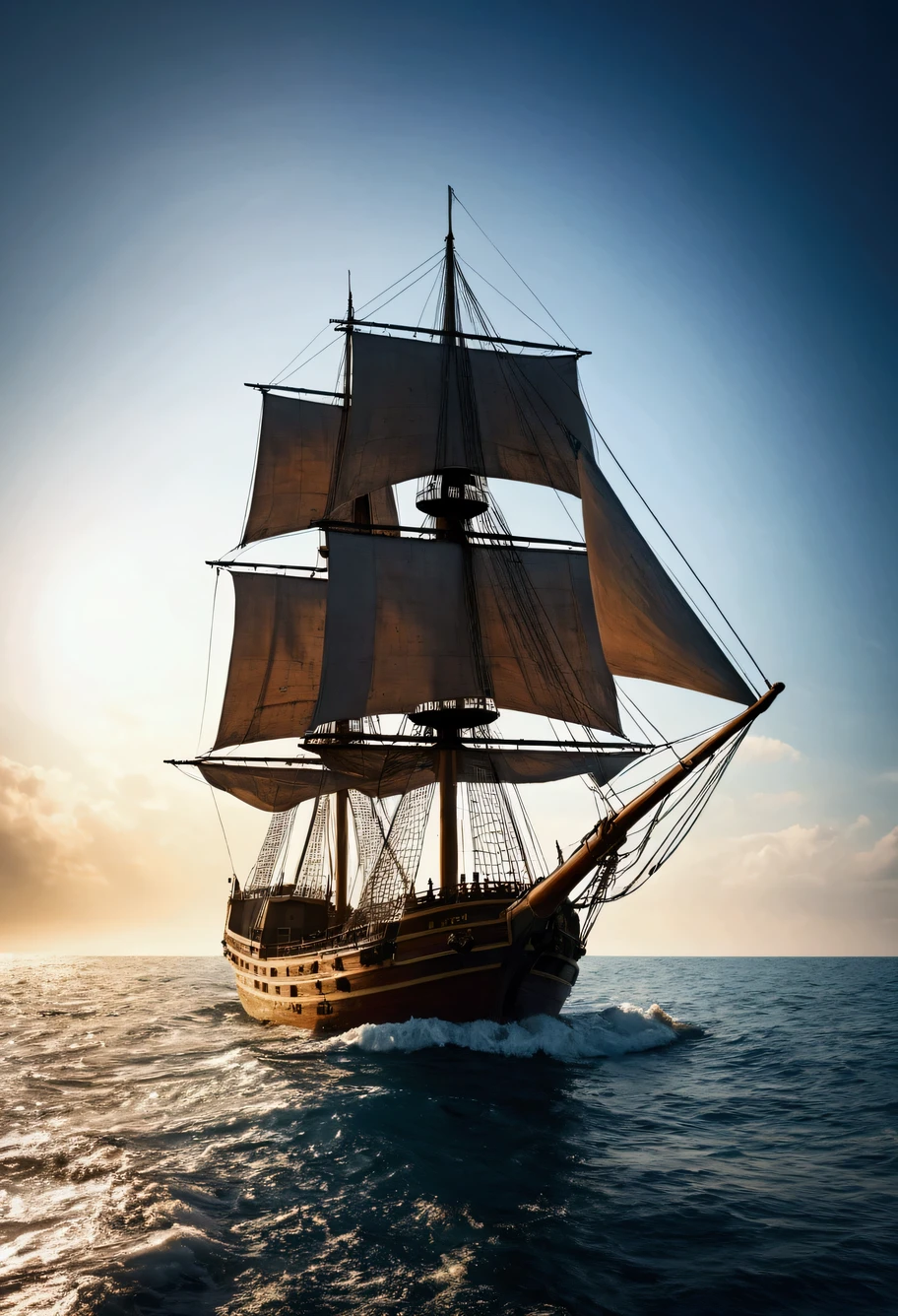 A ship in the sea,Go with the wind, sail calmly