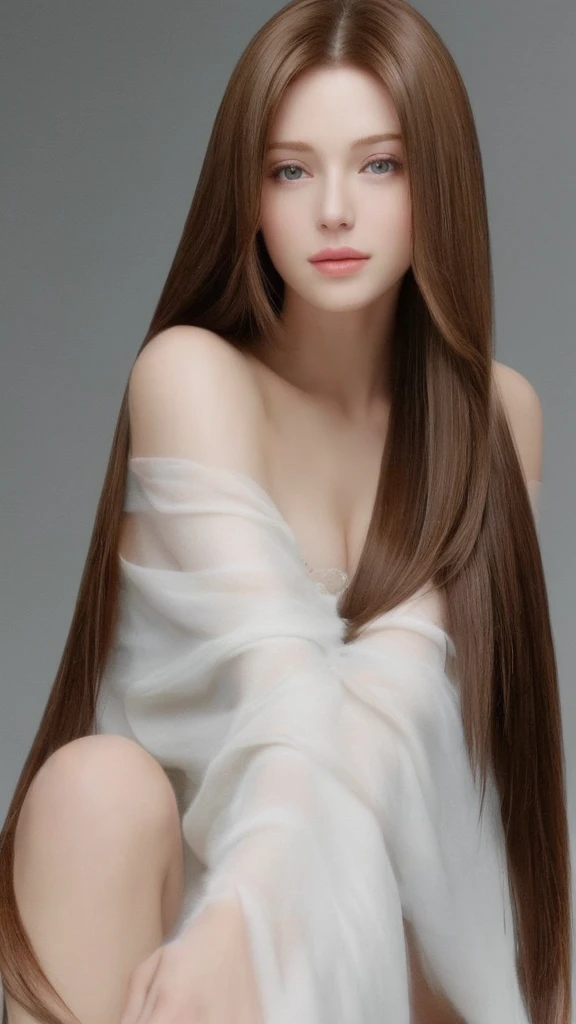 Beautiful woman like an actress Straight hair long Brown Hair