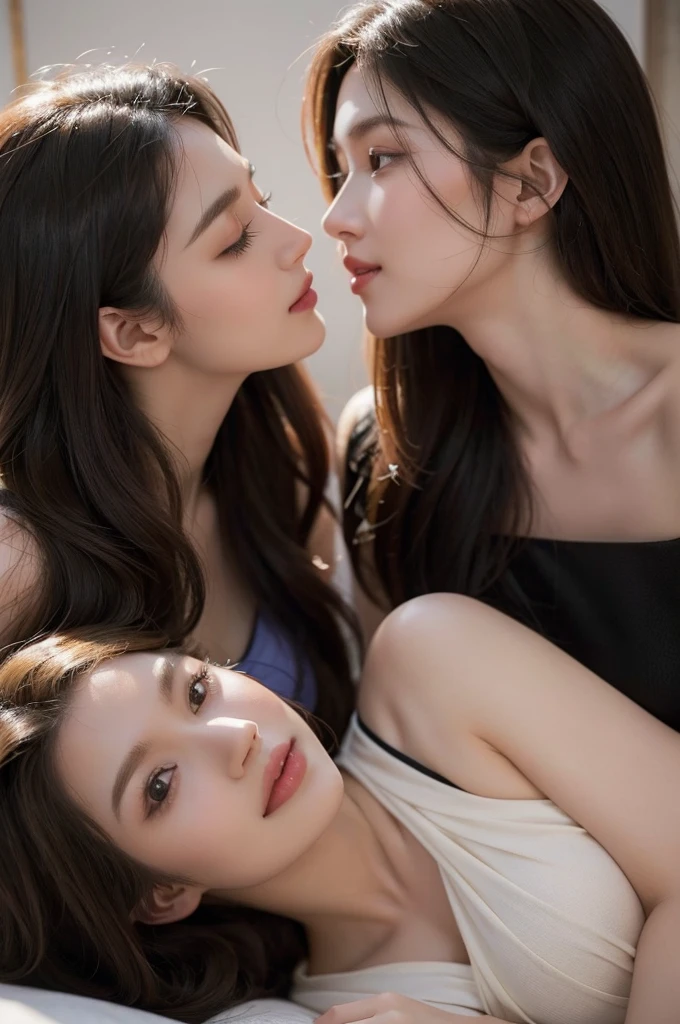 Beautiful and gentle ladies and handsome and cool men,Sweet atmosphere,Perfect face,bust,Look at each other affectionately