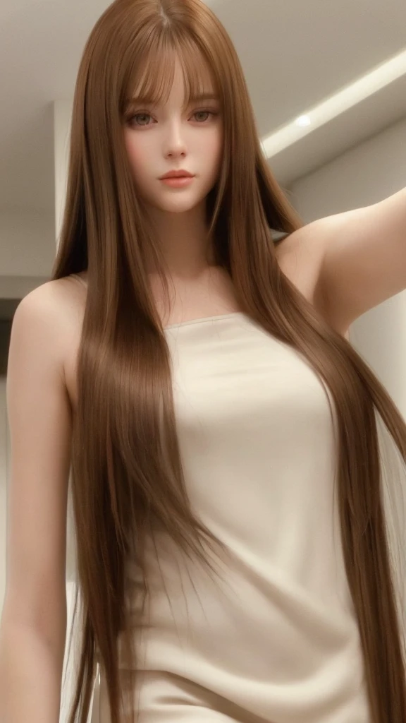Beautiful woman like an actress Straight hair long Brown Hair