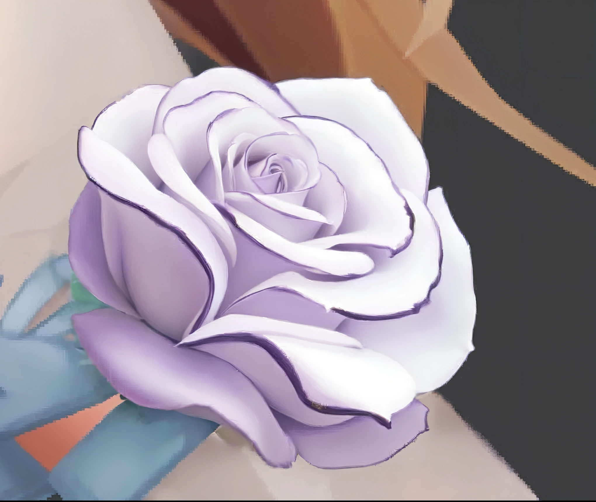 masterpiece, best quality, cartoon style, solo, no humans, profile, a white rose{1.5}, 45 degree side profile